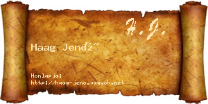 Haag Jenő névjegykártya